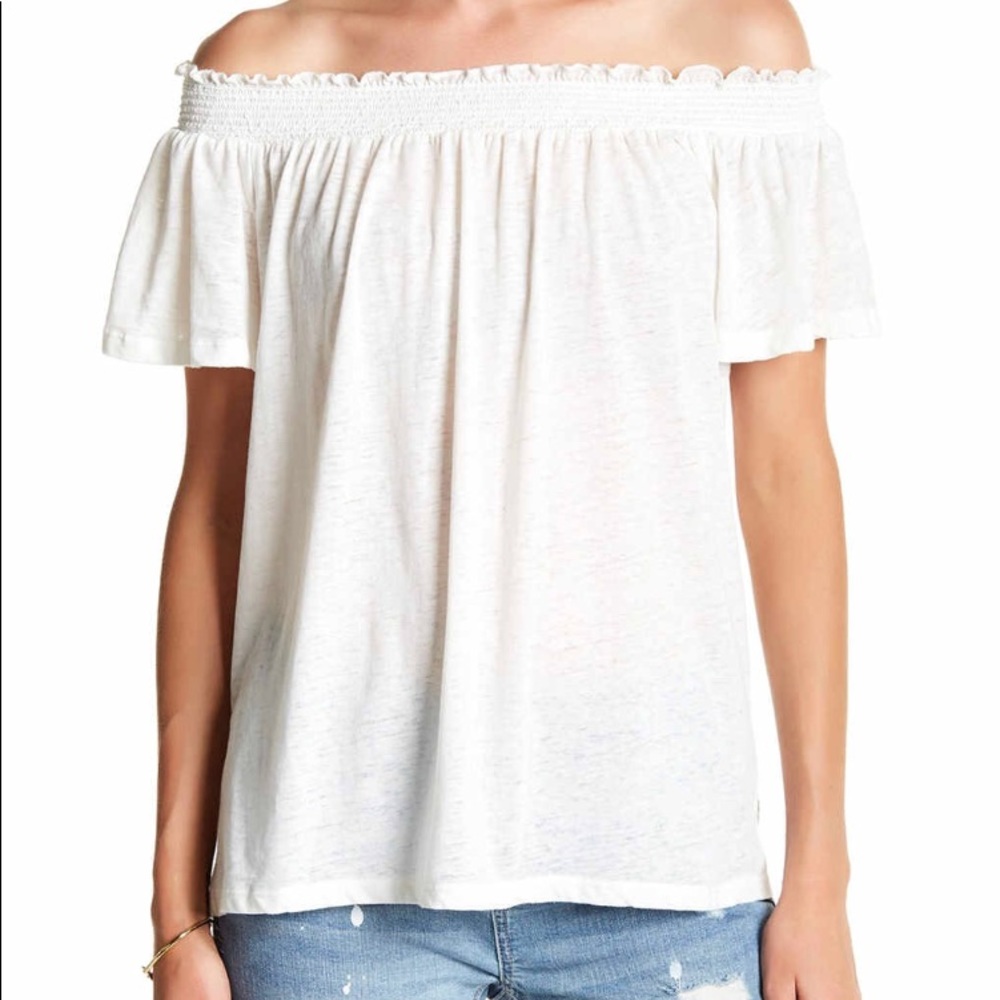 Seven7 Off the Shoulder Burnout Blouse
